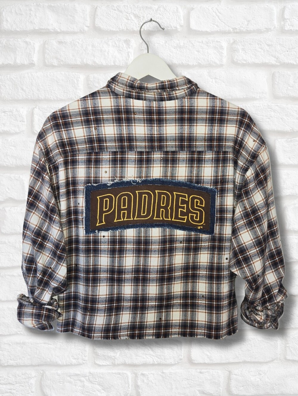 San Diego Padres Crop Flannel W/Rhinestones